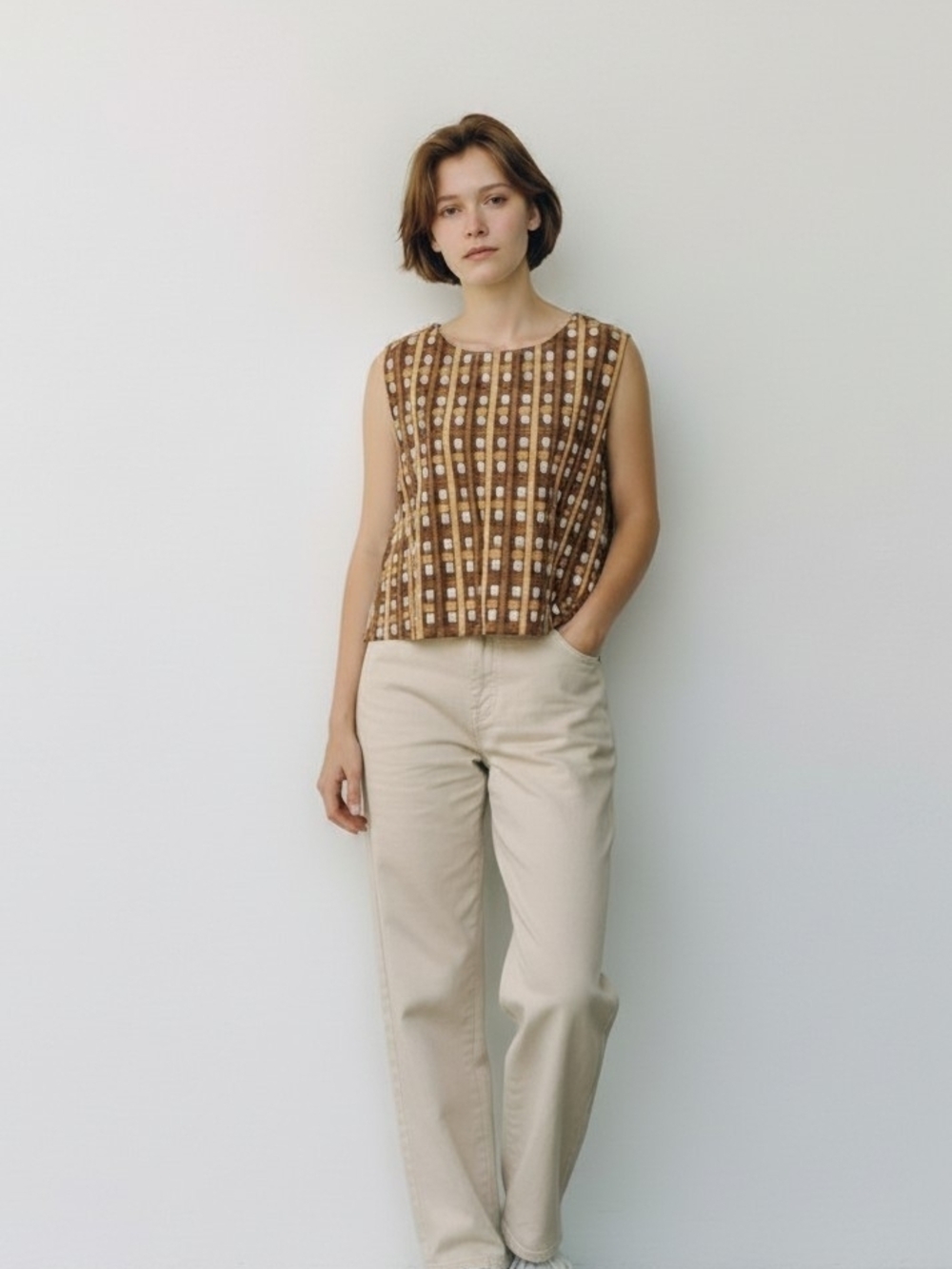 ACE & JIG BOHO Organic Cotton Plaid Sleeveless Top Misses Size XL